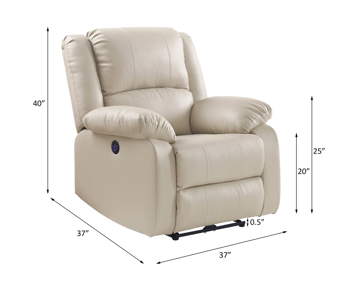 Zuriel Beige Synthetic Leather Recliner