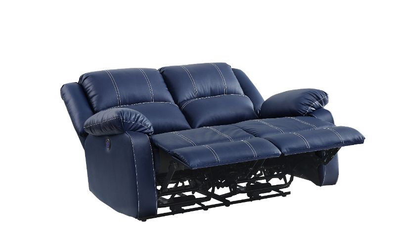 Zuriel Blue Synthetic Leather Recliner