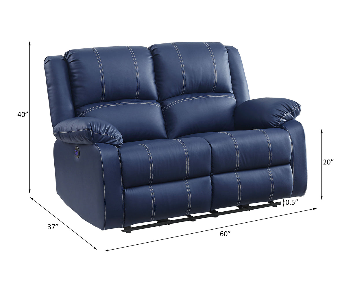 Zuriel Blue Synthetic Leather Recliner