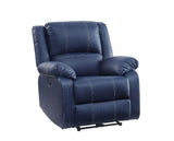 Zuriel Blue Synthetic Leather Recliner