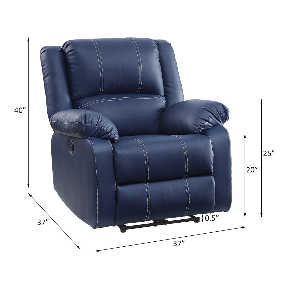 Zuriel Blue Synthetic Leather Recliner