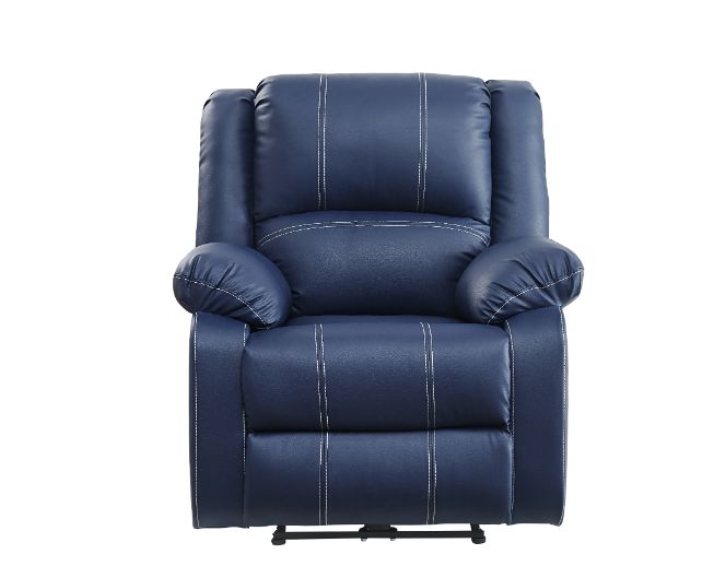 Zuriel Blue Synthetic Leather Recliner