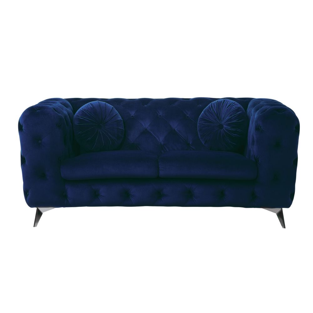 Atronia Blue Velvet Loveseat