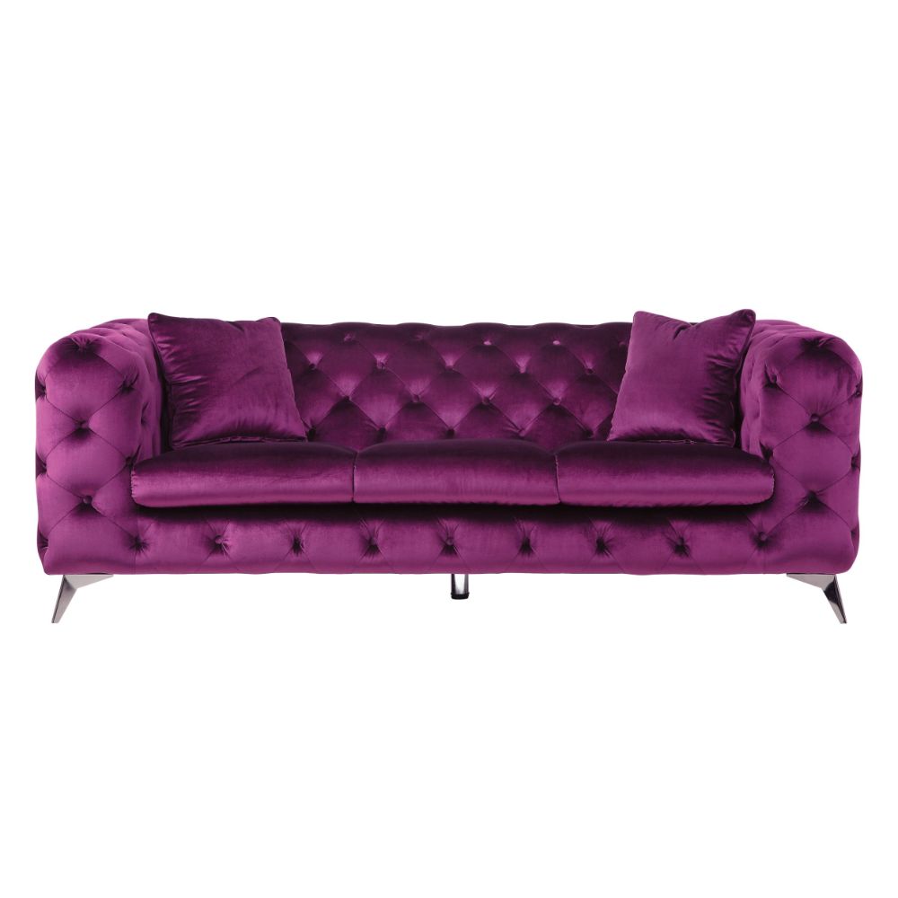 Atronia Purple Velvet Sofa