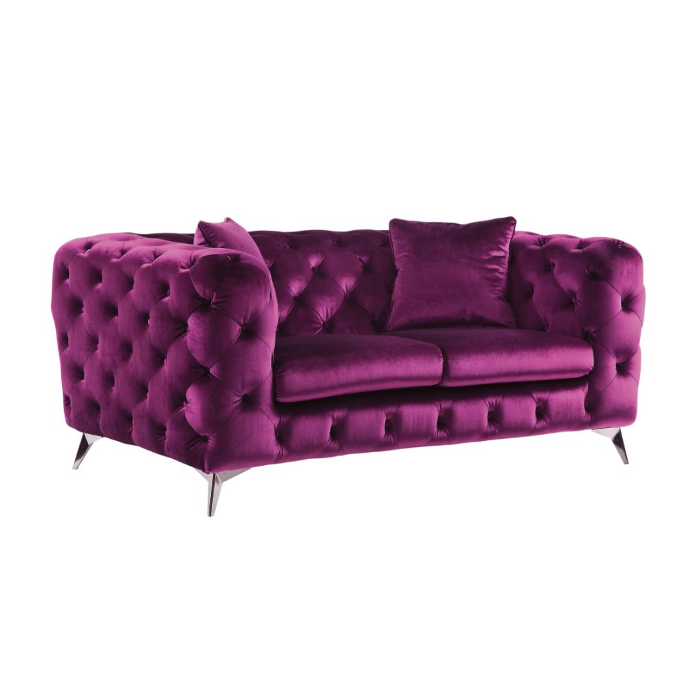 Atronia Purple Velvet Loveseat