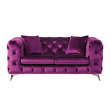 Atronia Purple Velvet Loveseat