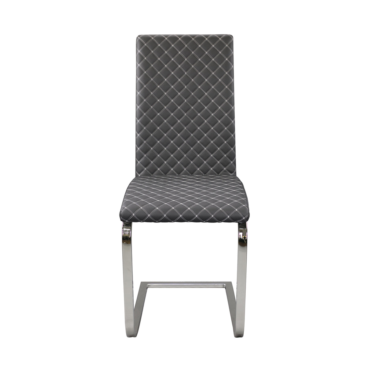 Yannis Chrome Metal/Gray Faux Leather Side Chair