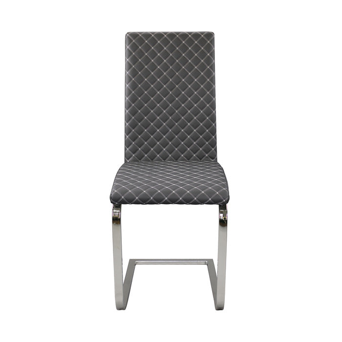 Yannis Chrome Metal/Gray Faux Leather Side Chair