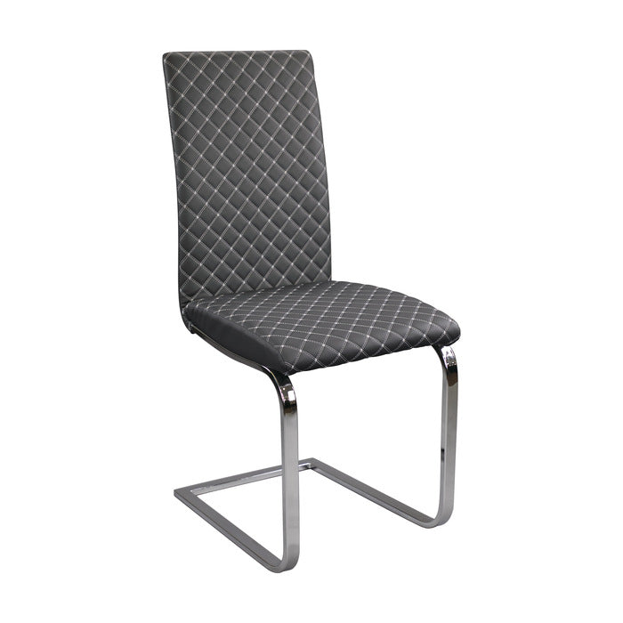 Yannis Chrome Metal/Gray Faux Leather Side Chair