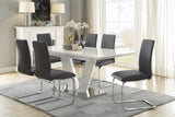 Yannis Chrome Metal/Gray Faux Leather Side Chair