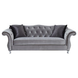 Frostine Silver 2-Piece Upholstered Tufted Sofa Set