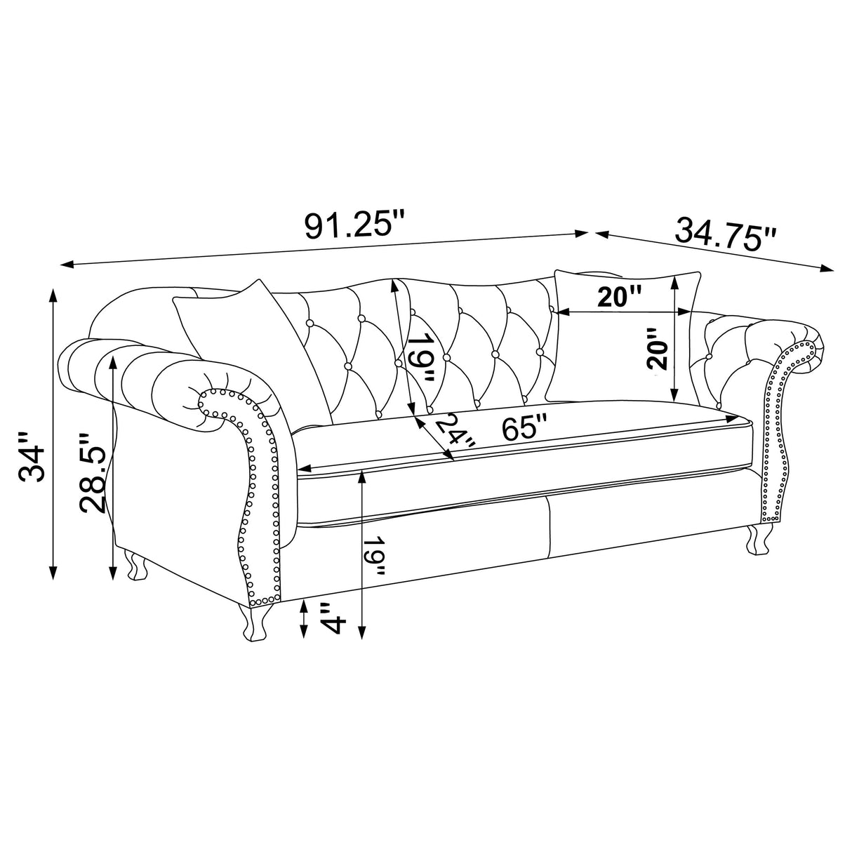 Frostine Silver 2-Piece Upholstered Tufted Sofa Set