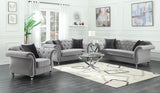 Frostine Silver 3-Piece Upholstered Tufted Sofa Set