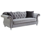 Frostine Silver 3-Piece Upholstered Tufted Sofa Set