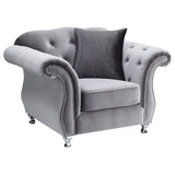 Frostine Silver 3-Piece Upholstered Tufted Sofa Set