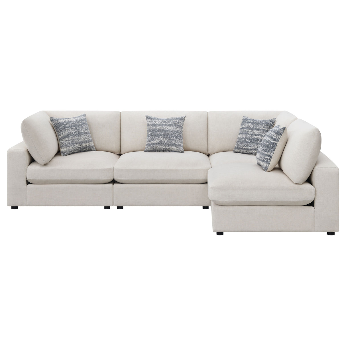 Serene Beige 4-Piece Upholstered Modular Sectional Sofa