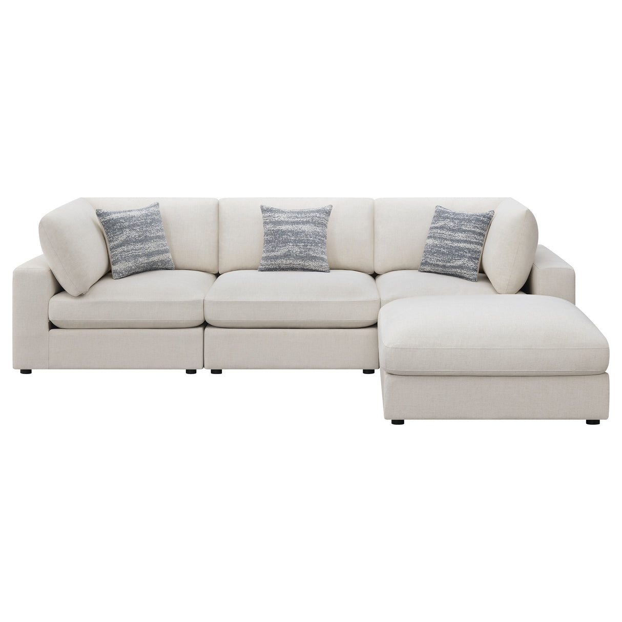 Serene Beige 4-Piece Upholstered Modular Sectional Sofa