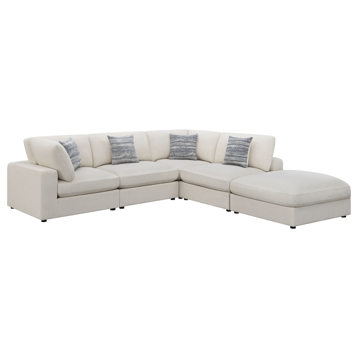 Serene Beige 5-Piece Upholstered Modular Sectional Sofa