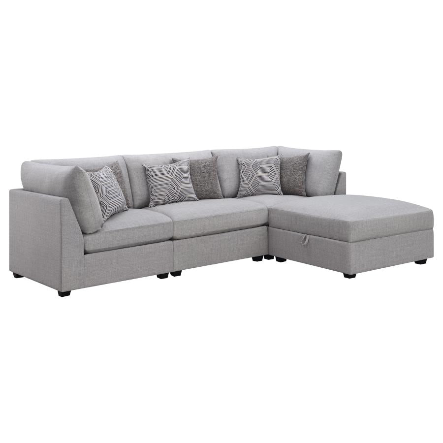 Cambria Grey 4-Piece Upholstered Modular Sectional Sofa