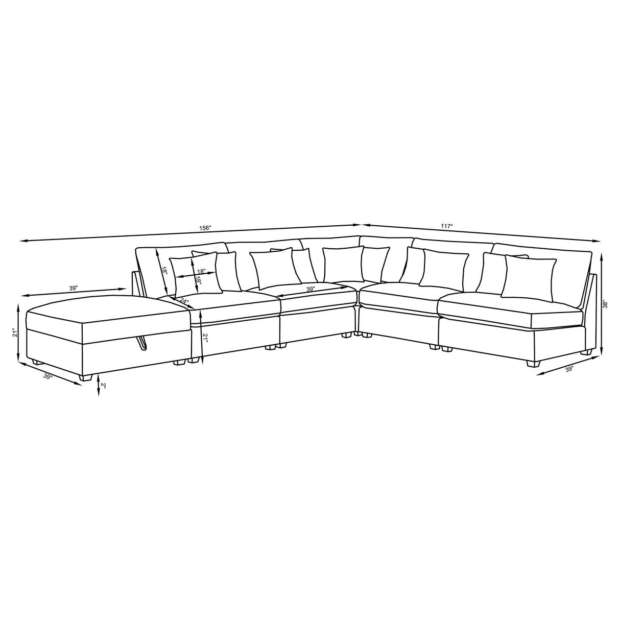 Cambria Grey 4-Piece Upholstered Modular Sectional Sofa