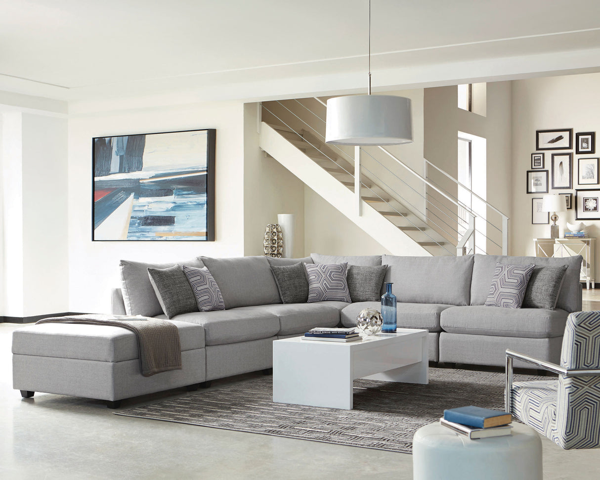 Cambria Grey 5-Piece Upholstered Modular Sectional Sofa