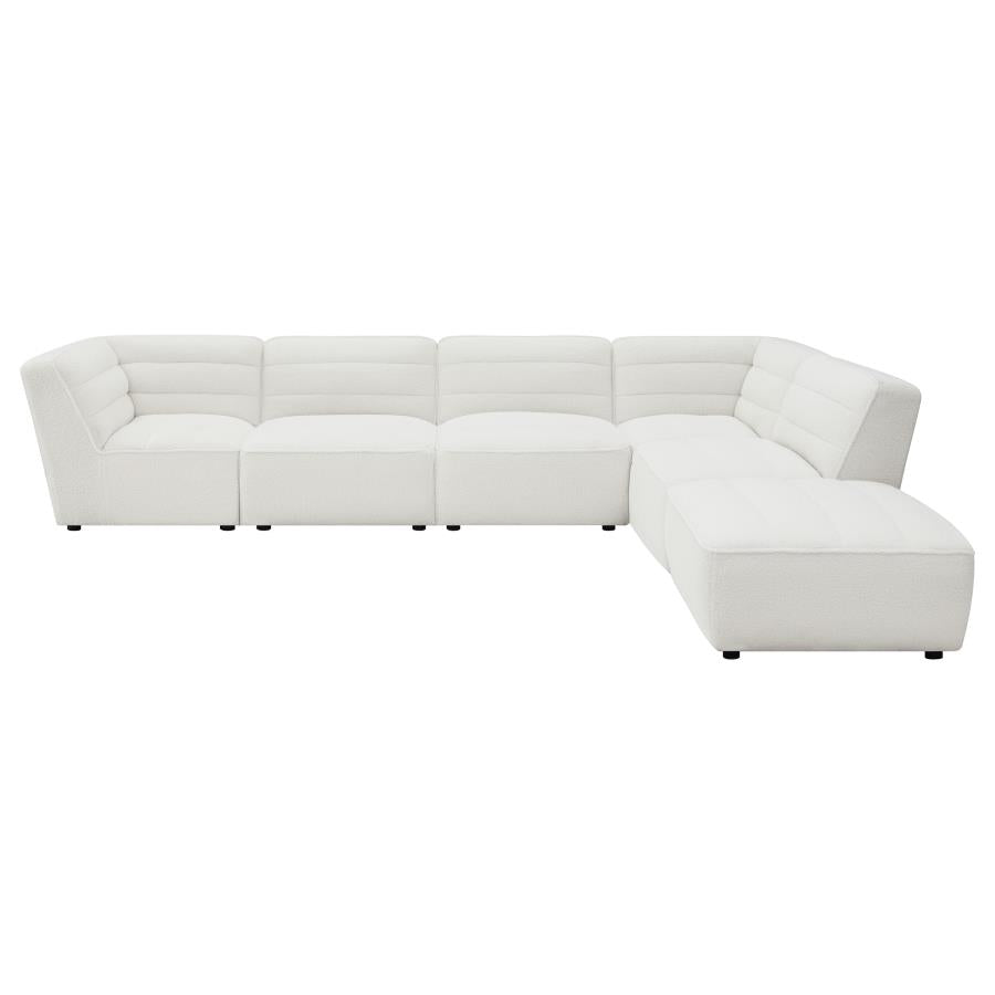 Sunny Ivory 6-Piece Upholstered Modular Sectional Sofa Natural