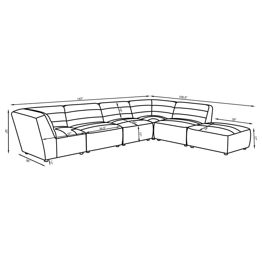 Sunny Ivory 6-Piece Upholstered Modular Sectional Sofa Natural