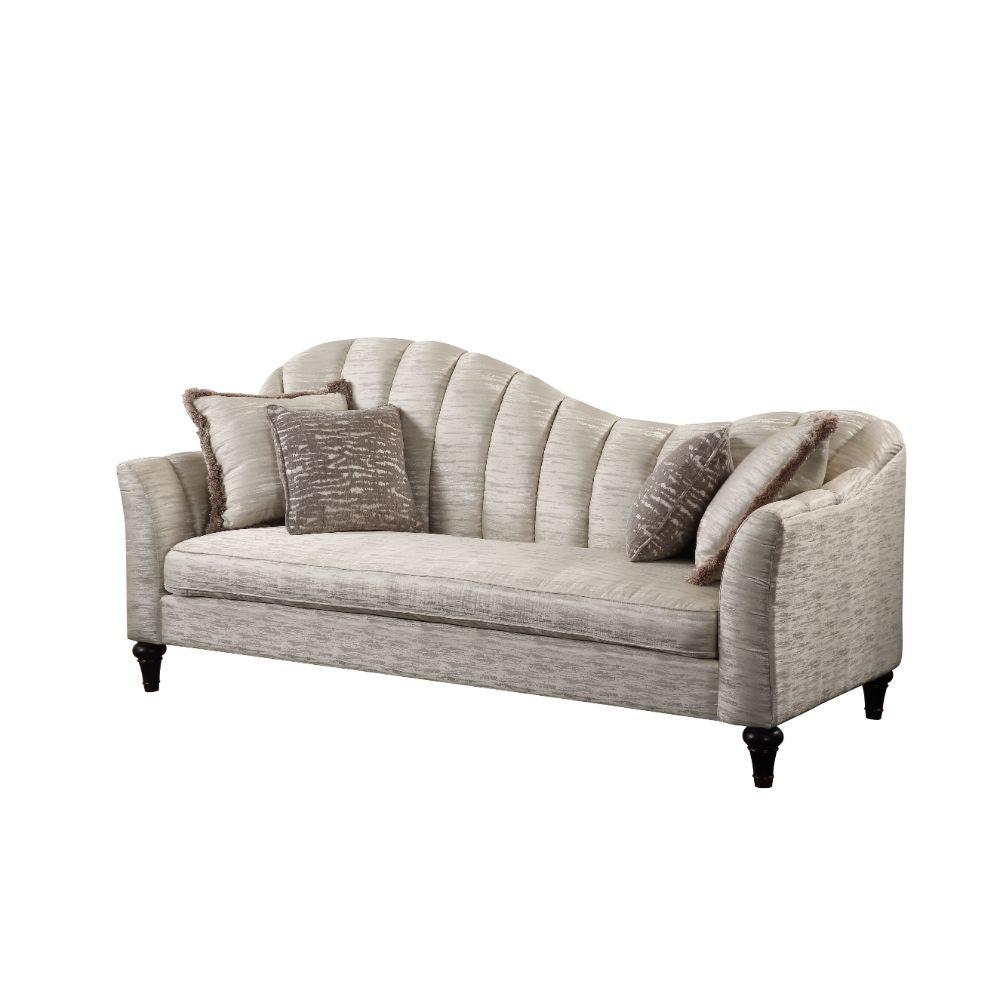 Athalia Shimmering Pearl Fabric Sofa