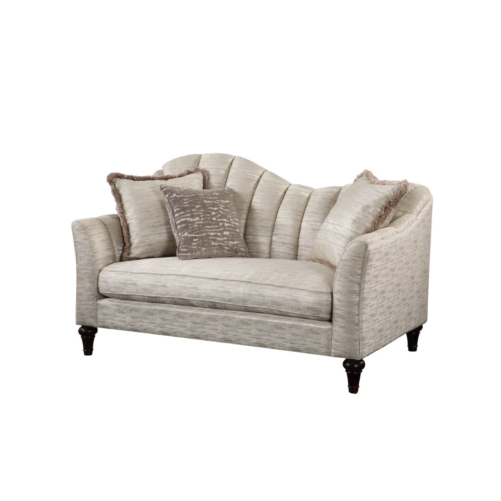 Athalia Shimmering Pearl Fabric Loveseat