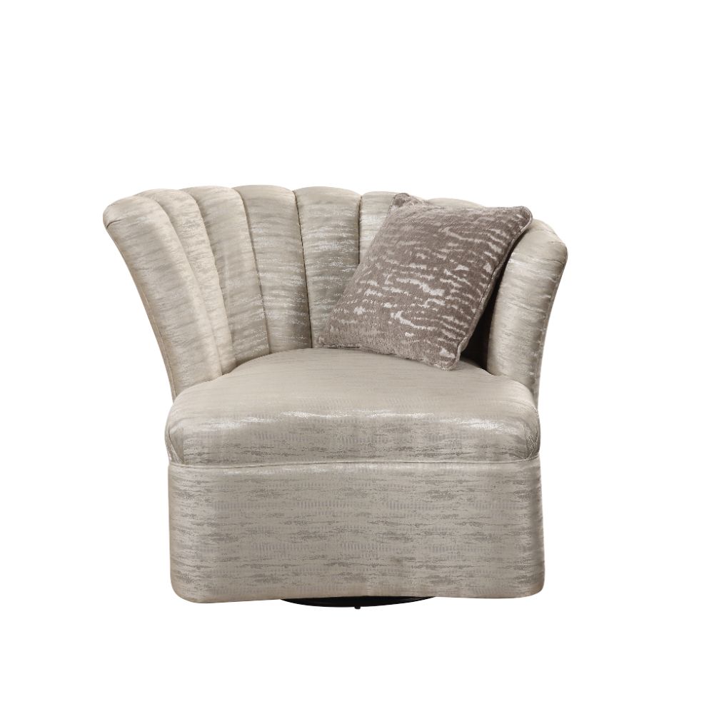 Athalia Shimmering Pearl Fabric Swivel Chair