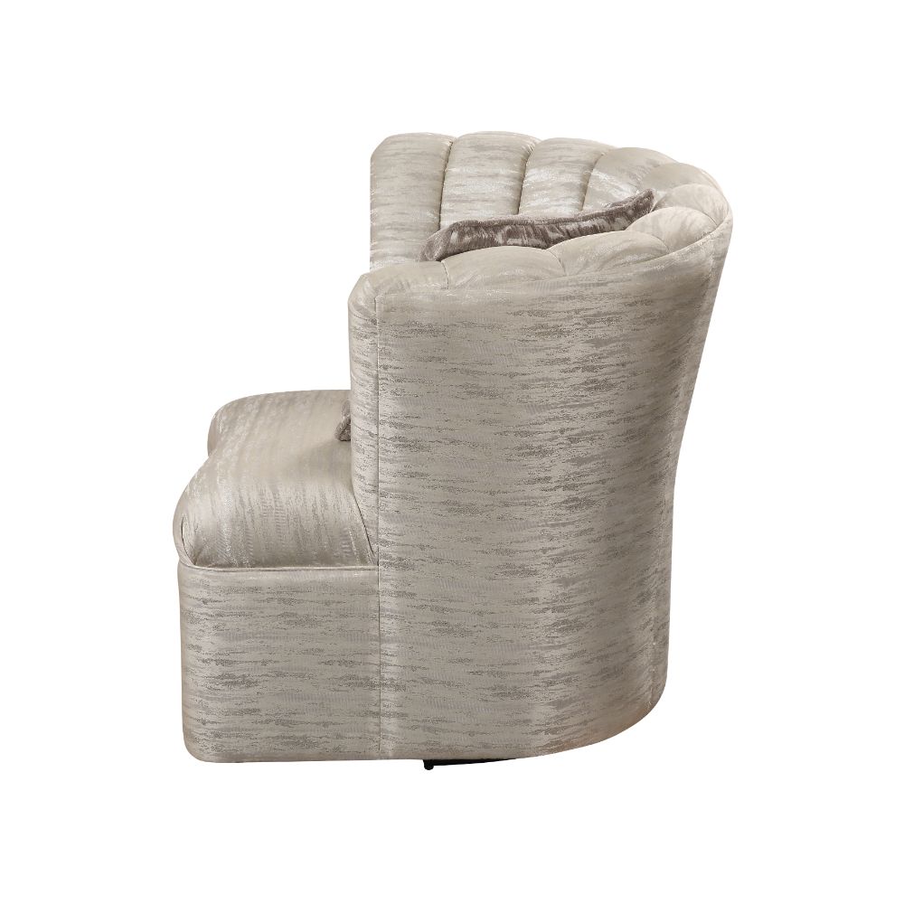 Athalia Shimmering Pearl Fabric Swivel Chair