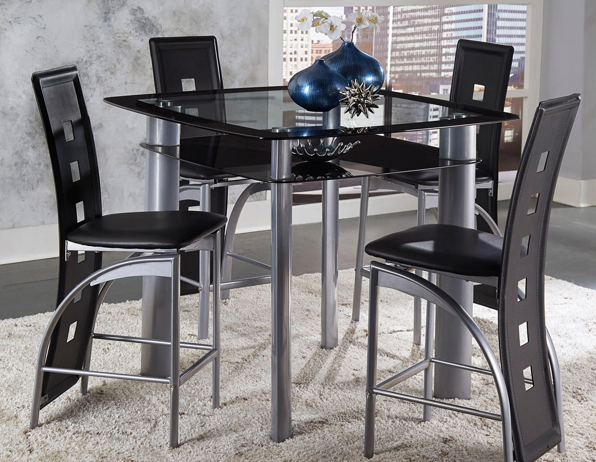 Sona Black And Silver Counter Height Dining Room Set