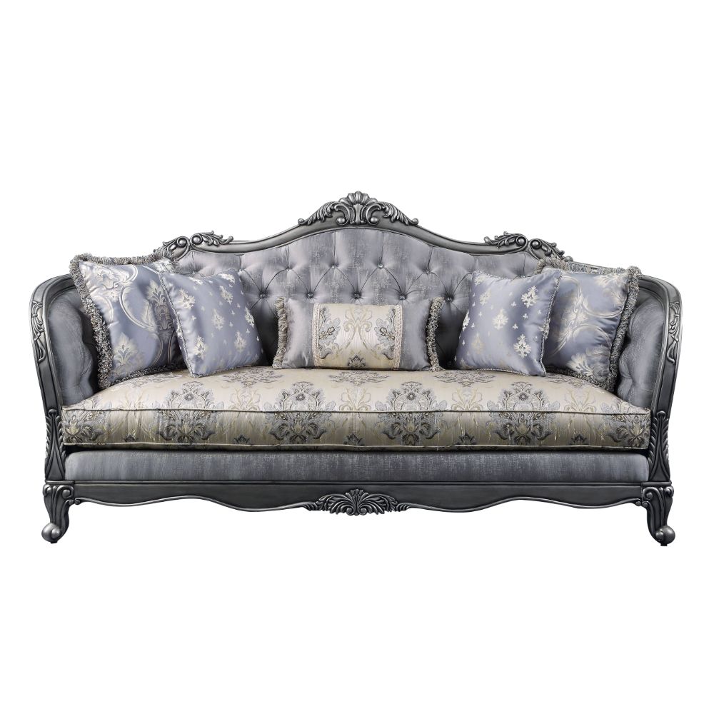 Ariadne Fabric & Platinum Finish Sofa