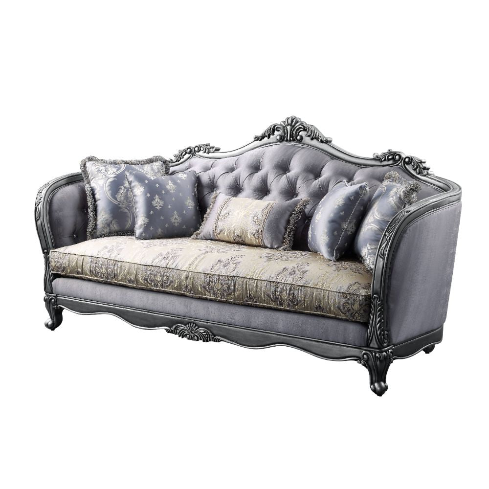 Ariadne Fabric & Platinum Finish Sofa