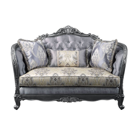 Ariadne Fabric & Platinum Finish Loveseat