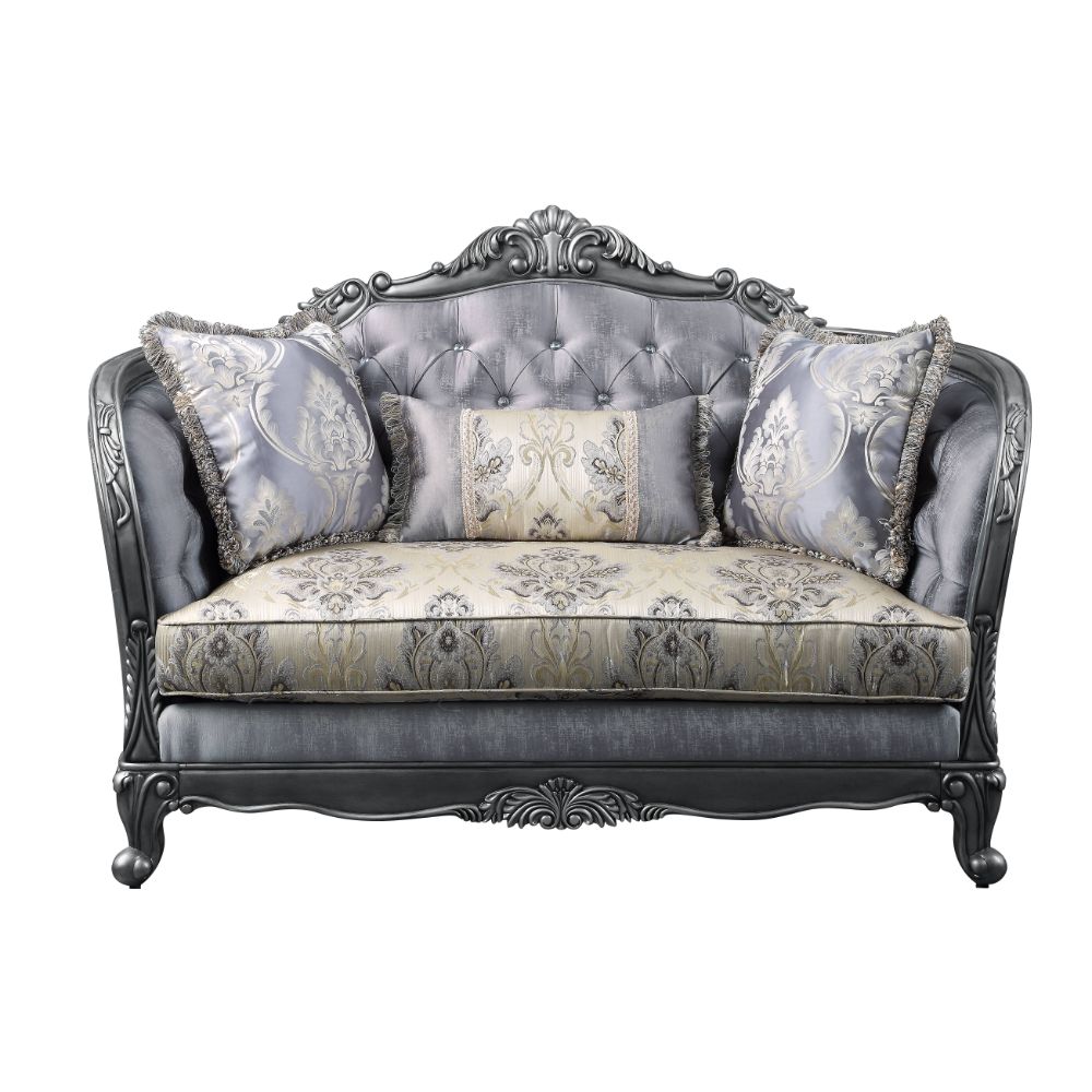 Ariadne Fabric & Platinum Finish Loveseat