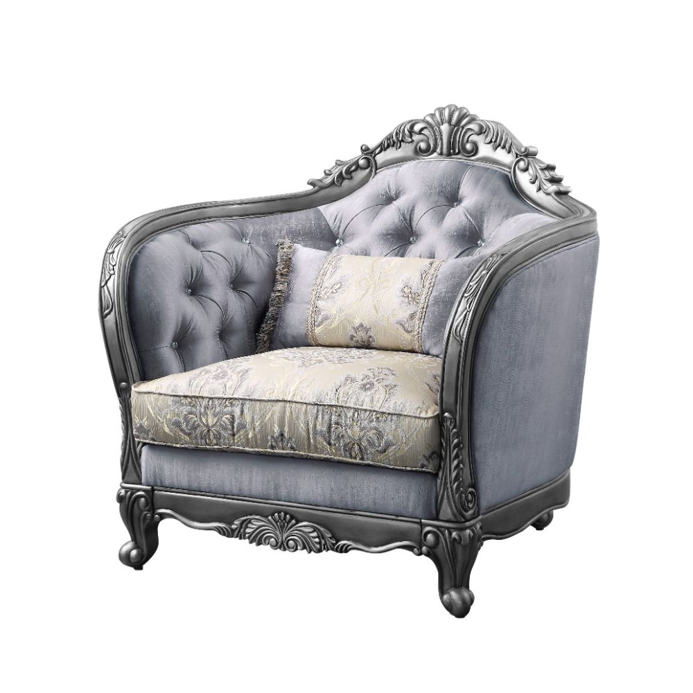 Ariadne Fabric & Platinum Finish Chair