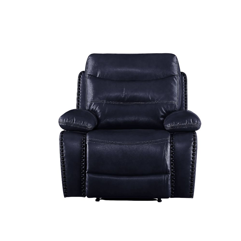 Aashi Navy Leather-Gel Match Recliner