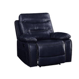 Aashi Navy Leather-Gel Match Recliner