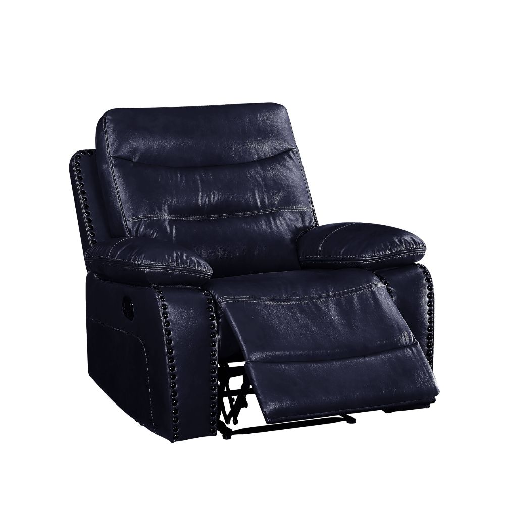 Aashi Navy Leather-Gel Match Recliner