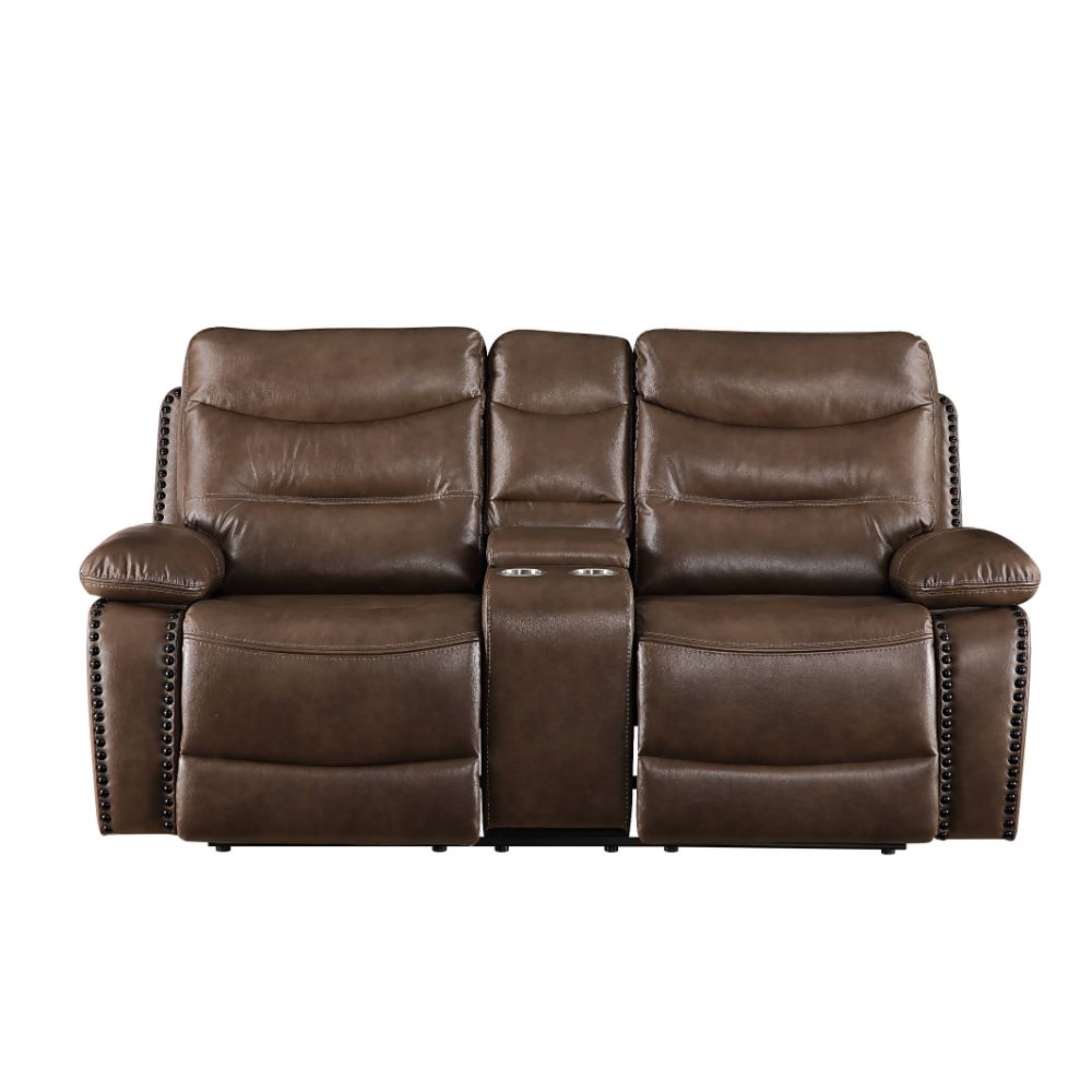 Aashi Brown Leather-Gel Match Loveseat