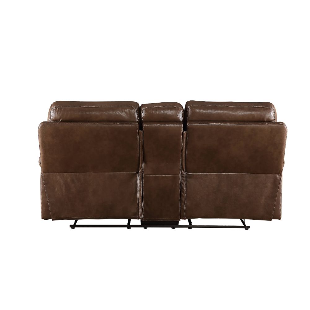 Aashi Brown Leather-Gel Match Loveseat