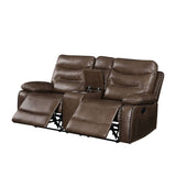 Aashi Brown Leather-Gel Match Loveseat