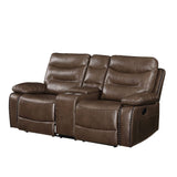 Aashi Brown Leather-Gel Match Loveseat