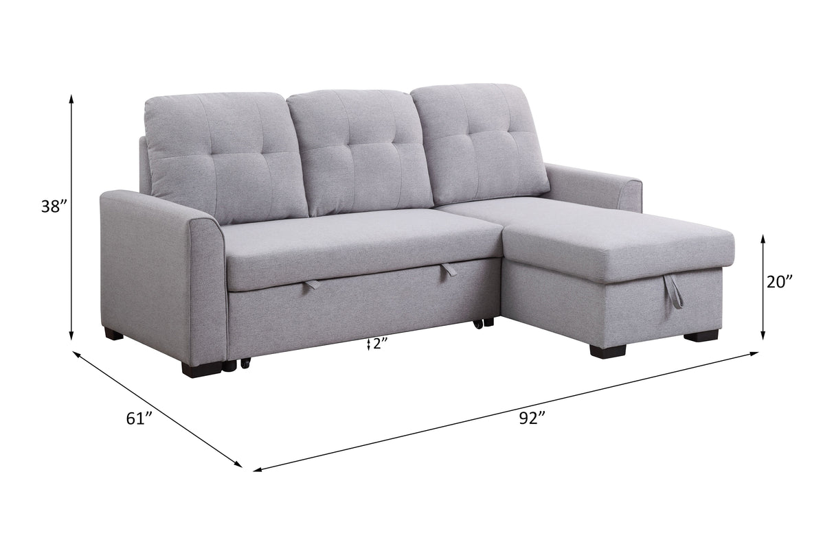 Amboise Light Gray Fabric Sectional Sofa