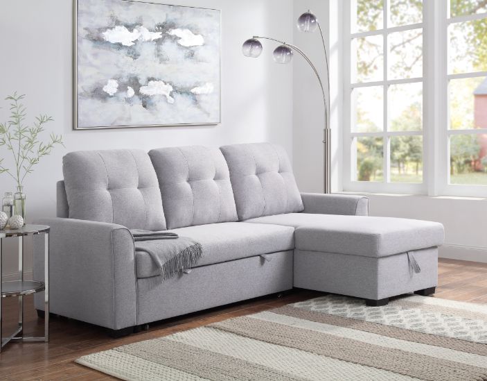 Amboise Light Gray Fabric Sectional Sofa