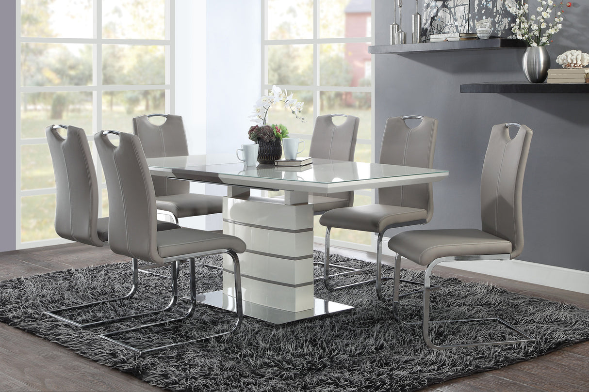 Glissand Chrome Metal/Gray Faux Leather Side Chair