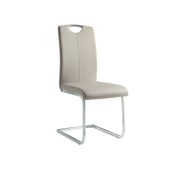 Glissand Chrome Metal/Gray Faux Leather Side Chair