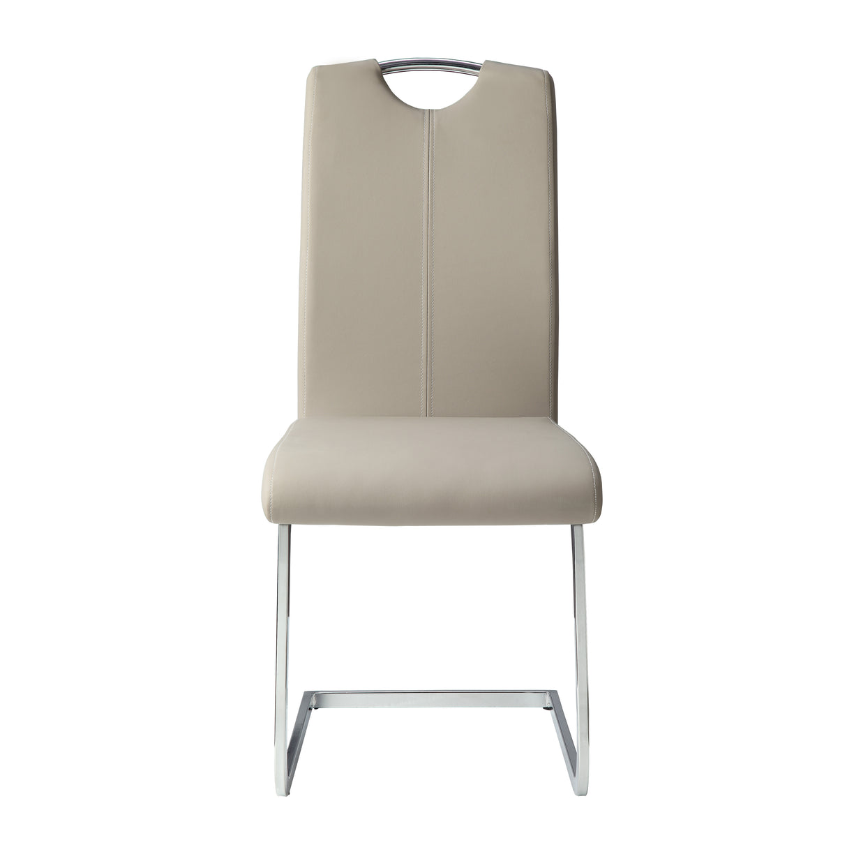 Glissand Chrome Metal/Gray Faux Leather Side Chair