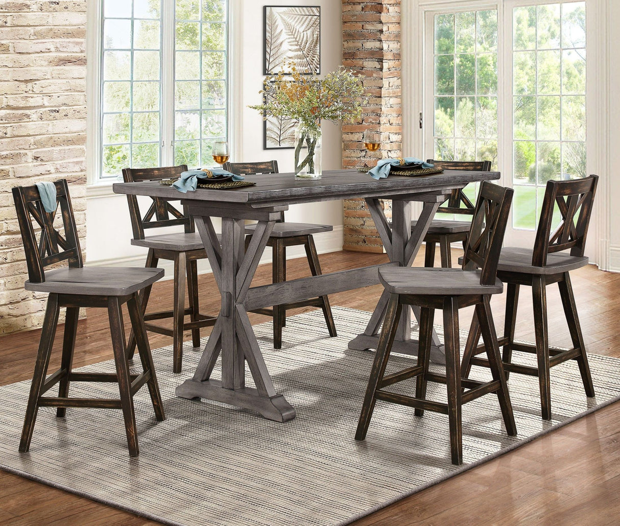 Amsonia Gray Counter Height Dining Room Set